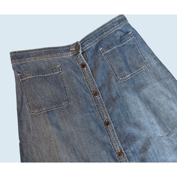 Vintage CHAPS Denim Maxi Full Button Skirt 90s / 00s Size LARGE - Picture 3 of 7